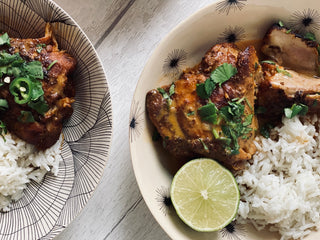 Poulet aux épices, citron vert et coriandre