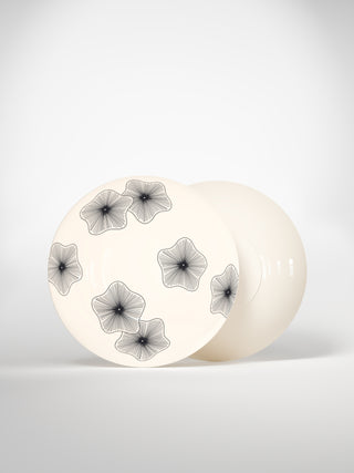 Soup Plate Coral Flowers-Saints-Pères Paris- Ceramic Plates, Platters, Bowls, Coffee Cups. Animal Designs, Zebra, Flamingo, Elephant. Graphic Designs and more.