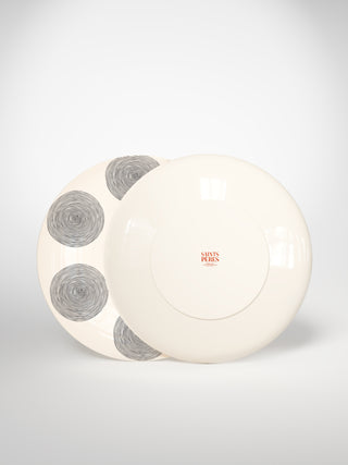 Main Plate Circle Medium-Saints-Pères Paris- Ceramic Plates, Platters, Bowls, Coffee Cups. Animal Designs, Zebra, Flamingo, Elephant. Graphic Designs and more.