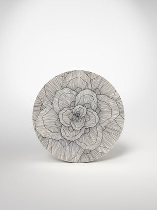 Main Plate Flowers3-Saints-Pères Paris- Ceramic Plates, Platters, Bowls, Coffee Cups. Animal Designs, Zebra, Flamingo, Elephant. Graphic Designs and more.