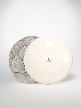 Main Plate Flowers3-Saints-Pères Paris- Ceramic Plates, Platters, Bowls, Coffee Cups. Animal Designs, Zebra, Flamingo, Elephant. Graphic Designs and more.