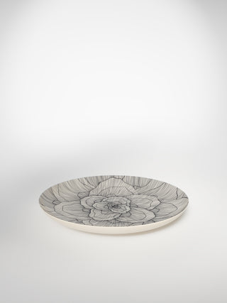 Main Plate Flowers3-Saints-Pères Paris- Ceramic Plates, Platters, Bowls, Coffee Cups. Animal Designs, Zebra, Flamingo, Elephant. Graphic Designs and more.