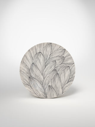 Main Plate Leaf-Saints-Pères Paris- Ceramic Plates, Platters, Bowls, Coffee Cups. Animal Designs, Zebra, Flamingo, Elephant. Graphic Designs and more.