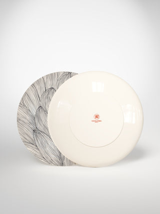 Main Plate Leaf-Saints-Pères Paris- Ceramic Plates, Platters, Bowls, Coffee Cups. Animal Designs, Zebra, Flamingo, Elephant. Graphic Designs and more.