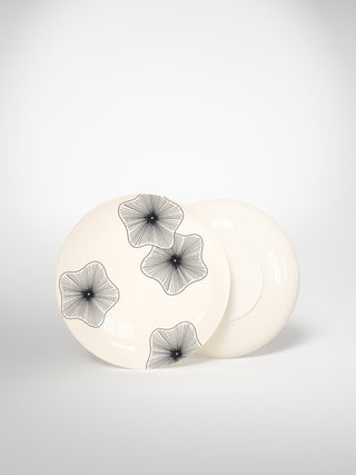 Dessert Plate Coral Flowers-Saints-Pères Paris- Ceramic Plates, Platters, Bowls, Coffee Cups. Animal Designs, Zebra, Flamingo, Elephant. Graphic Designs and more.