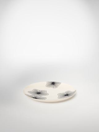 Dessert Plate Coral Flowers-Saints-Pères Paris- Ceramic Plates, Platters, Bowls, Coffee Cups. Animal Designs, Zebra, Flamingo, Elephant. Graphic Designs and more.