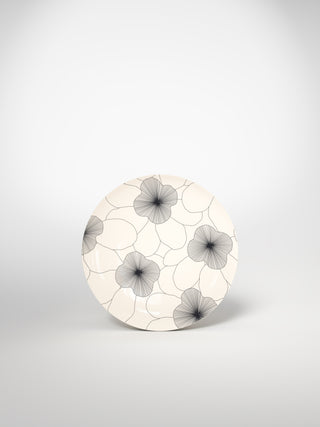 Dessert Plate Flowers1-Saints-Pères Paris- Ceramic Plates, Platters, Bowls, Coffee Cups. Animal Designs, Zebra, Flamingo, Elephant. Graphic Designs and more.