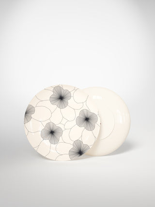 Dessert Plate Flowers1-Saints-Pères Paris- Ceramic Plates, Platters, Bowls, Coffee Cups. Animal Designs, Zebra, Flamingo, Elephant. Graphic Designs and more.