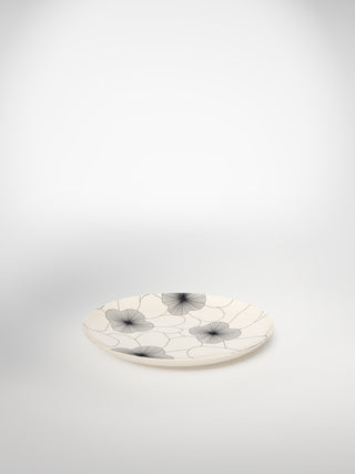 Dessert Plate Flowers1-Saints-Pères Paris- Ceramic Plates, Platters, Bowls, Coffee Cups. Animal Designs, Zebra, Flamingo, Elephant. Graphic Designs and more.