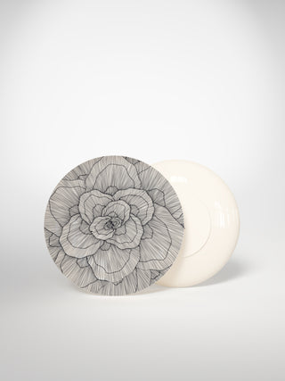 Dessert Plate Flowers3-Saints-Pères Paris- Ceramic Plates, Platters, Bowls, Coffee Cups. Animal Designs, Zebra, Flamingo, Elephant. Graphic Designs and more.