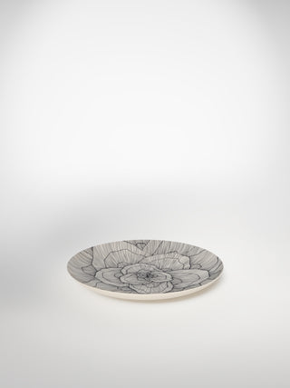 Dessert Plate Flowers3-Saints-Pères Paris- Ceramic Plates, Platters, Bowls, Coffee Cups. Animal Designs, Zebra, Flamingo, Elephant. Graphic Designs and more.