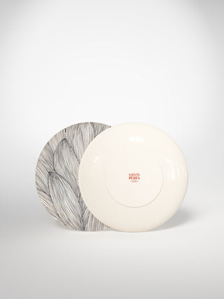 Dessert Plate Leaf-Saints-Pères Paris- Ceramic Plates, Platters, Bowls, Coffee Cups. Animal Designs, Zebra, Flamingo, Elephant. Graphic Designs and more.