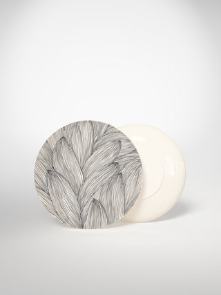 Dessert Plate Leaf-Saints-Pères Paris- Ceramic Plates, Platters, Bowls, Coffee Cups. Animal Designs, Zebra, Flamingo, Elephant. Graphic Designs and more.