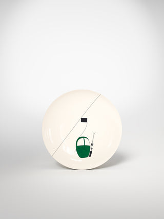 Dessert Plate Skilift Green-Saints-Pères Paris- Ceramic Plates, Platters, Bowls, Coffee Cups. Animal Designs, Zebra, Flamingo, Elephant. Graphic Designs and more.