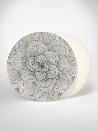 Presentation Plate Flowers3-Saints-Pères Paris- Ceramic Plates, Platters, Bowls, Coffee Cups. Animal Designs, Zebra, Flamingo, Elephant. Graphic Designs and more.