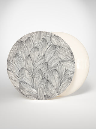 Presentation Plate Leaf-Saints-Pères Paris- Ceramic Plates, Platters, Bowls, Coffee Cups. Animal Designs, Zebra, Flamingo, Elephant. Graphic Designs and more.