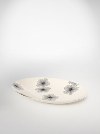 Oval Serving Platter Coral Flowers-Saints-Pères Paris- Ceramic Plates, Platters, Bowls, Coffee Cups. Animal Designs, Zebra, Flamingo, Elephant. Graphic Designs and more.