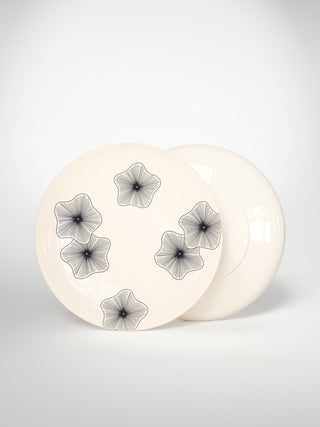 Main Plate Coral Flowers-Saints-Pères Paris- Ceramic Plates, Platters, Bowls, Coffee Cups. Animal Designs, Zebra, Flamingo, Elephant. Graphic Designs and more.