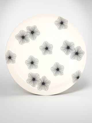 Round Serving Platter Coral Flowers-Saints-Pères Paris- Ceramic Plates, Platters, Bowls, Coffee Cups. Animal Designs, Zebra, Flamingo, Elephant. Graphic Designs and more.