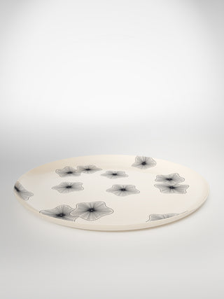 Round Serving Platter Coral Flowers-Saints-Pères Paris- Ceramic Plates, Platters, Bowls, Coffee Cups. Animal Designs, Zebra, Flamingo, Elephant. Graphic Designs and more.