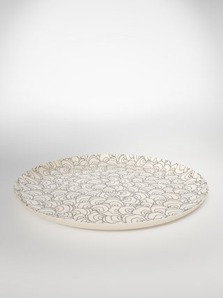 Round Serving Platter Coral Seashell-Saints-Pères Paris- Ceramic Plates, Platters, Bowls, Coffee Cups. Animal Designs, Zebra, Flamingo, Elephant. Graphic Designs and more.