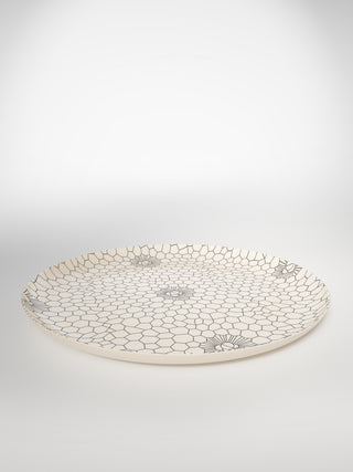 Round Serving Platter Dryness-Saints-Pères Paris- Ceramic Plates, Platters, Bowls, Coffee Cups. Animal Designs, Zebra, Flamingo, Elephant. Graphic Designs and more.