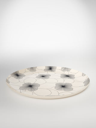 Round Serving Platter Flowers1-Saints-Pères Paris- Ceramic Plates, Platters, Bowls, Coffee Cups. Animal Designs, Zebra, Flamingo, Elephant. Graphic Designs and more.