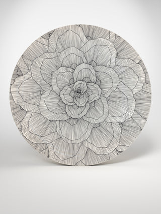 Round Serving Platter Flowers3-Saints-Pères Paris- Ceramic Plates, Platters, Bowls, Coffee Cups. Animal Designs, Zebra, Flamingo, Elephant. Graphic Designs and more.