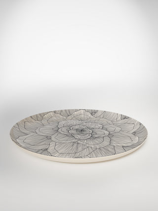 Round Serving Platter Flowers3-Saints-Pères Paris- Ceramic Plates, Platters, Bowls, Coffee Cups. Animal Designs, Zebra, Flamingo, Elephant. Graphic Designs and more.