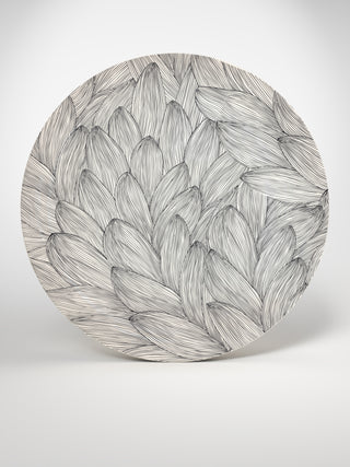 Round Serving Platter Leaf-Saints-Pères Paris- Ceramic Plates, Platters, Bowls, Coffee Cups. Animal Designs, Zebra, Flamingo, Elephant. Graphic Designs and more.