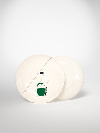 Dessert Plate Skilift Green-Saints-Pères Paris- Ceramic Plates, Platters, Bowls, Coffee Cups. Animal Designs, Zebra, Flamingo, Elephant. Graphic Designs and more.