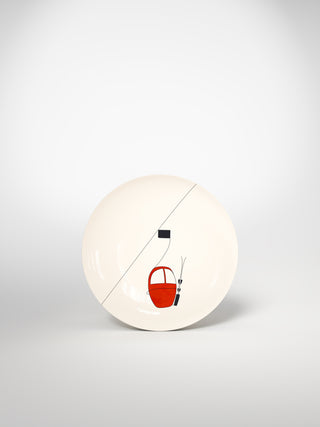 Dessert Plate Skilift Red-Saints-Pères Paris- Ceramic Plates, Platters, Bowls, Coffee Cups. Animal Designs, Zebra, Flamingo, Elephant. Graphic Designs and more.