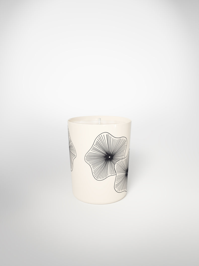 Signature Candle - Coral Flowers-Saints-Pères Paris- Ceramic Plates, Platters, Bowls, Coffee Cups. Animal Designs, Zebra, Flamingo, Elephant. Graphic Designs and more.