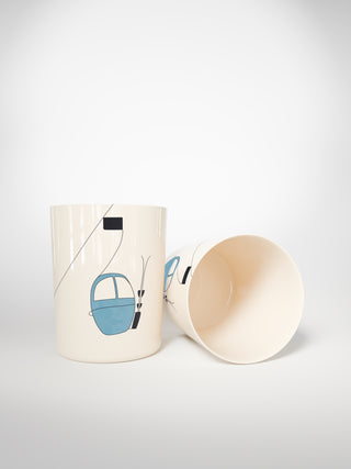 Mug Skilift Blue-Saints-Pères Paris- Ceramic Plates, Platters, Bowls, Coffee Cups. Animal Designs, Zebra, Flamingo, Elephant. Graphic Designs and more.