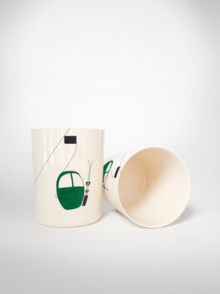 Mug Skilift Green-Saints-Pères Paris- Ceramic Plates, Platters, Bowls, Coffee Cups. Animal Designs, Zebra, Flamingo, Elephant. Graphic Designs and more.