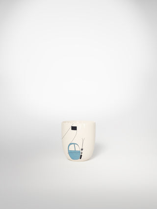 Espresso Cup Skilift Blue-Saints-Pères Paris- Ceramic Plates, Platters, Bowls, Coffee Cups. Animal Designs, Zebra, Flamingo, Elephant. Graphic Designs and more.