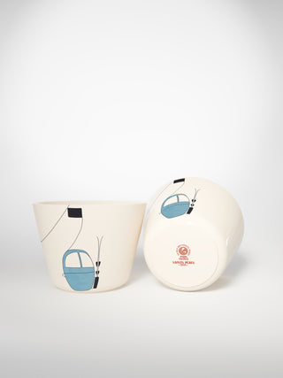 Tea Cup Skilift Blue-Saints-Pères Paris- Ceramic Plates, Platters, Bowls, Coffee Cups. Animal Designs, Zebra, Flamingo, Elephant. Graphic Designs and more.