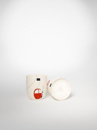 Small Candle - Skilift Red-Saints-Pères Paris- Ceramic Plates, Platters, Bowls, Coffee Cups. Animal Designs, Zebra, Flamingo, Elephant. Graphic Designs and more.